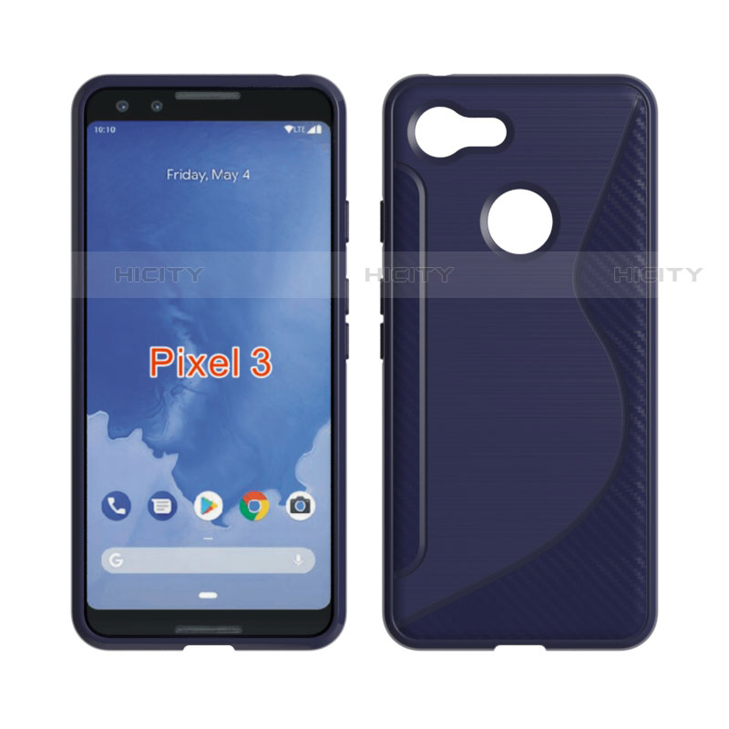 Funda Silicona Transparente S-Line para Google Pixel 3 Azul