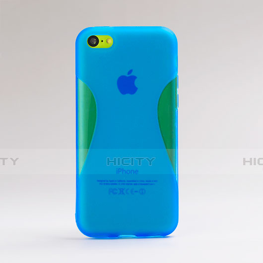 Funda Silicona Transparente X-Line para Apple iPhone 5C Azul