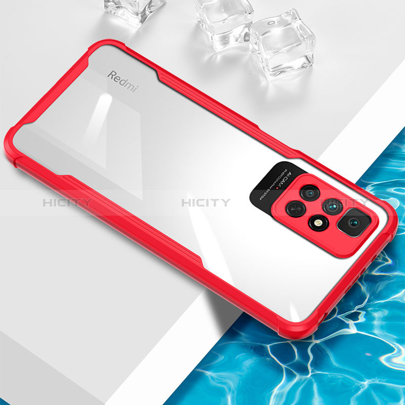 Funda Silicona Ultrafina Carcasa Transparente BH1 para Xiaomi Redmi Note 11 4G (2021) Rojo