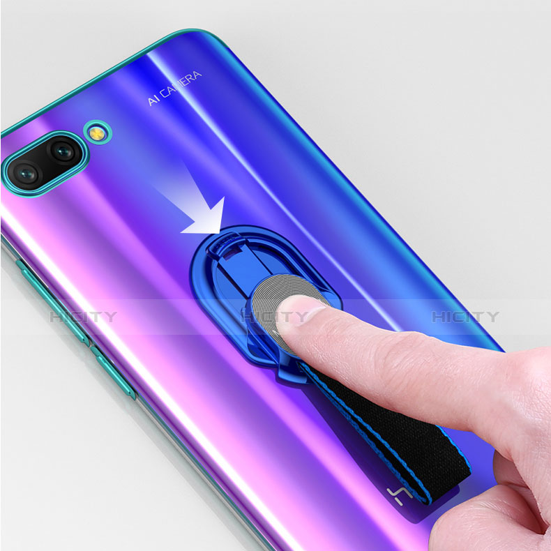 Funda Silicona Ultrafina Carcasa Transparente con Anillo de dedo Soporte para Huawei Honor 10