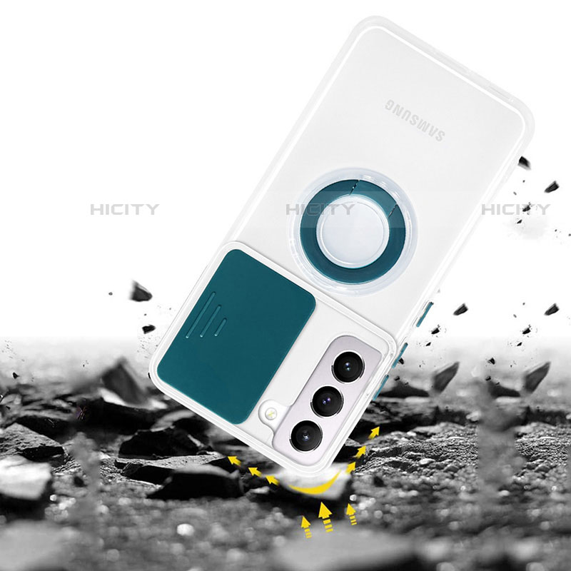Funda Silicona Ultrafina Carcasa Transparente con Anillo de dedo Soporte S01 para Samsung Galaxy S22 5G