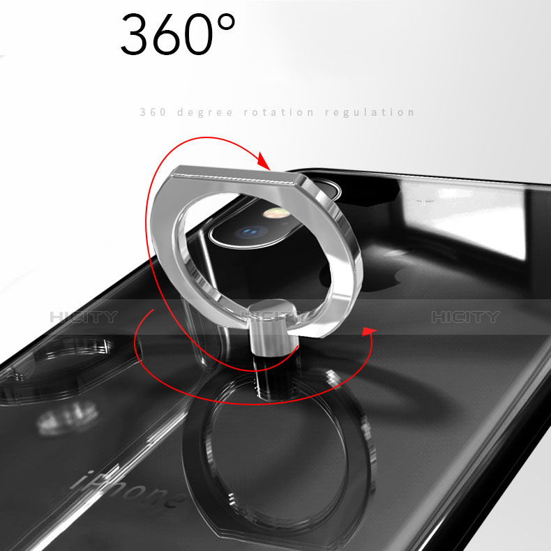 Funda Silicona Ultrafina Carcasa Transparente con Anillo de dedo Soporte V01 para Apple iPhone X