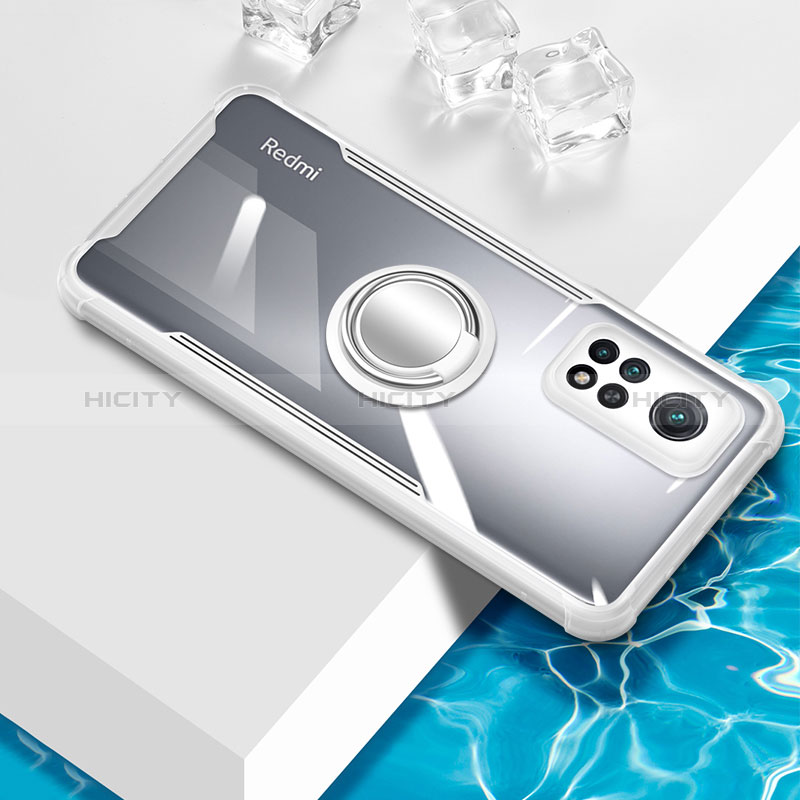 Funda Silicona Ultrafina Carcasa Transparente con Magnetico Anillo de dedo Soporte BH1 para Xiaomi Mi 10T 5G