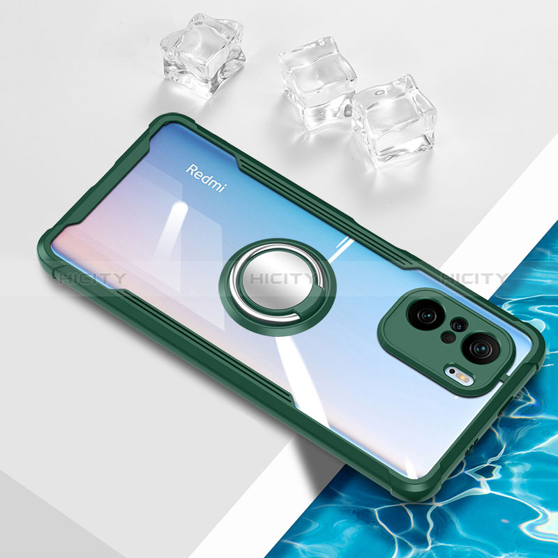 Funda Silicona Ultrafina Carcasa Transparente con Magnetico Anillo de dedo Soporte BH1 para Xiaomi Mi 11X Pro 5G