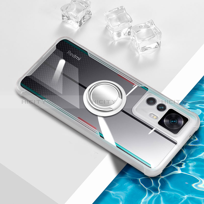 Funda Silicona Ultrafina Carcasa Transparente con Magnetico Anillo de dedo Soporte BH1 para Xiaomi Mi 12T 5G