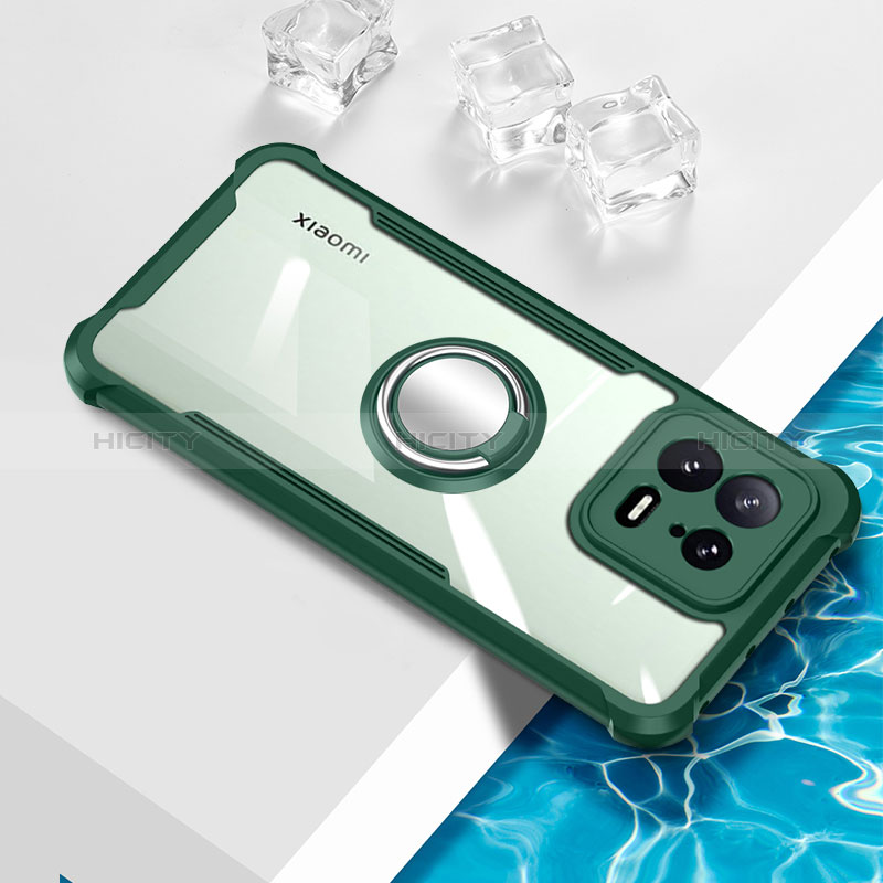 Funda Silicona Ultrafina Carcasa Transparente con Magnetico Anillo de dedo Soporte BH1 para Xiaomi Mi 13 5G