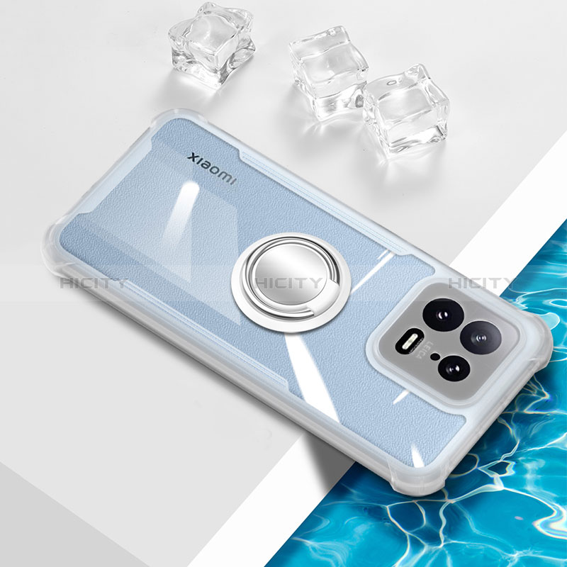 Funda Silicona Ultrafina Carcasa Transparente con Magnetico Anillo de dedo Soporte BH1 para Xiaomi Mi 13 5G