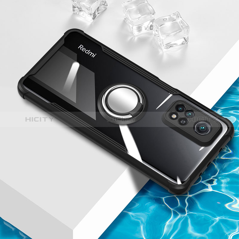 Funda Silicona Ultrafina Carcasa Transparente con Magnetico Anillo de dedo Soporte BH1 para Xiaomi Redmi K30S 5G Negro