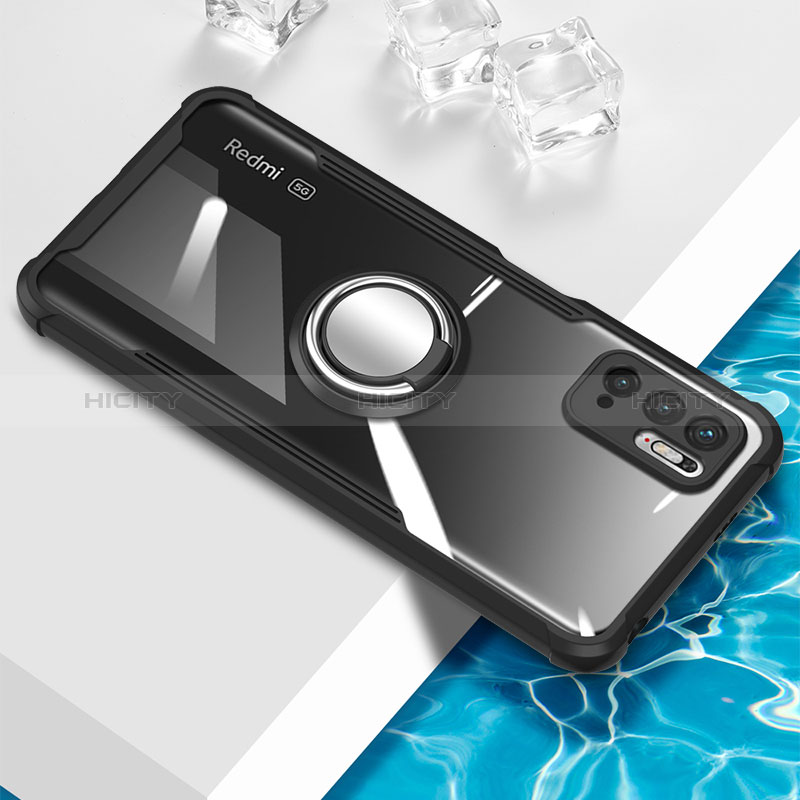 Funda Silicona Ultrafina Carcasa Transparente con Magnetico Anillo de dedo Soporte BH1 para Xiaomi Redmi Note 10 5G
