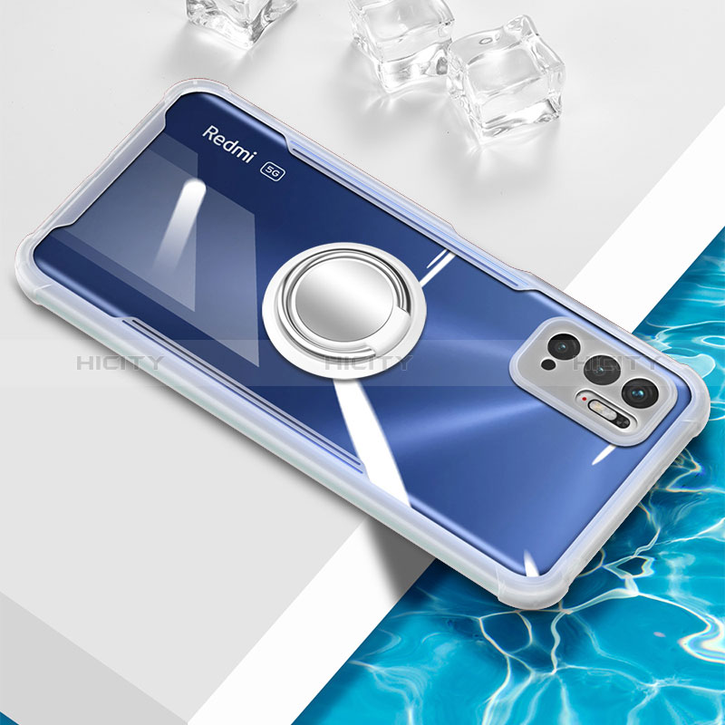 Funda Silicona Ultrafina Carcasa Transparente con Magnetico Anillo de dedo Soporte BH1 para Xiaomi Redmi Note 10 5G