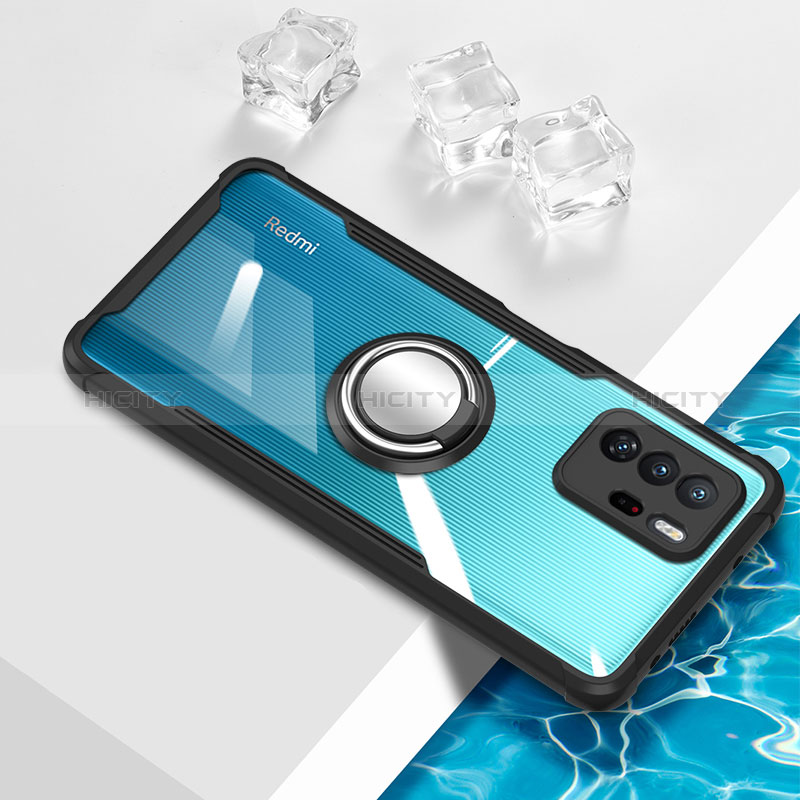 Funda Silicona Ultrafina Carcasa Transparente con Magnetico Anillo de dedo Soporte BH1 para Xiaomi Redmi Note 10 Pro 5G