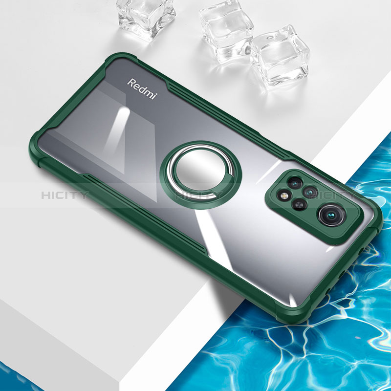 Funda Silicona Ultrafina Carcasa Transparente con Magnetico Anillo de dedo Soporte BH1 para Xiaomi Redmi Note 11 Pro 4G