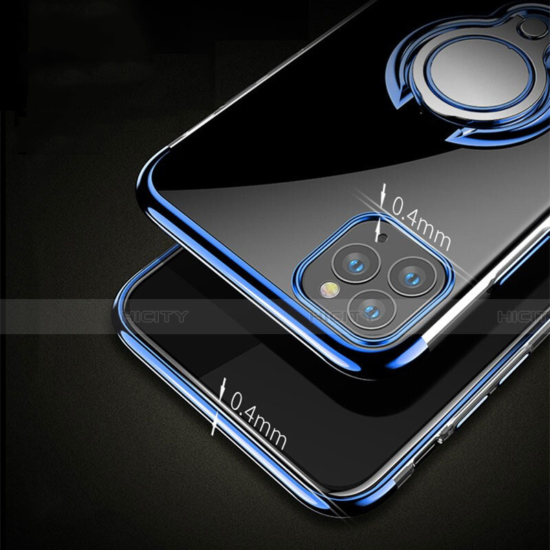 Funda Silicona Ultrafina Carcasa Transparente con Magnetico Anillo de dedo Soporte C01 para Apple iPhone 11 Pro