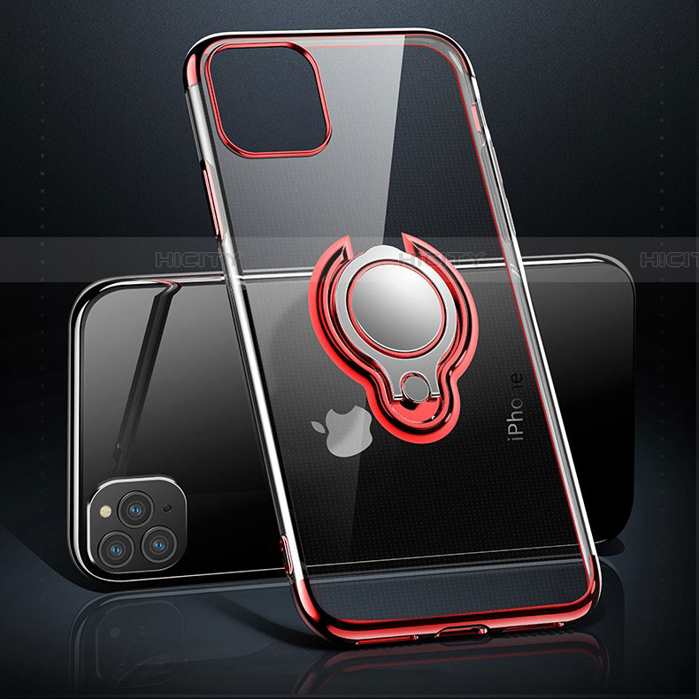 Funda Silicona Ultrafina Carcasa Transparente con Magnetico Anillo de dedo Soporte C01 para Apple iPhone 11 Pro Max