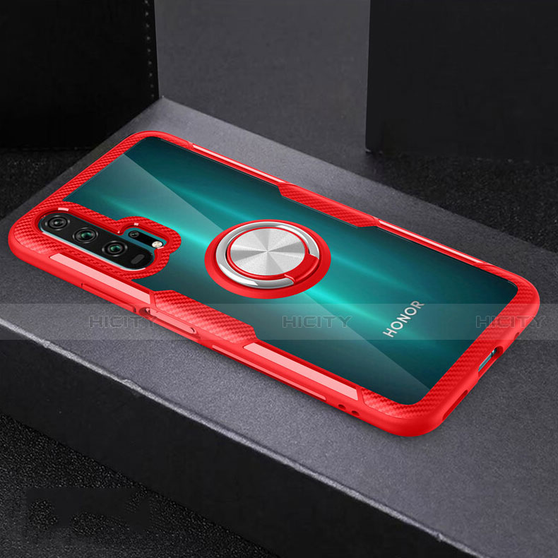 Funda Silicona Ultrafina Carcasa Transparente con Magnetico Anillo de dedo Soporte C01 para Huawei Honor 20 Pro