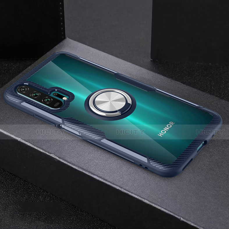 Funda Silicona Ultrafina Carcasa Transparente con Magnetico Anillo de dedo Soporte C01 para Huawei Honor 20 Pro