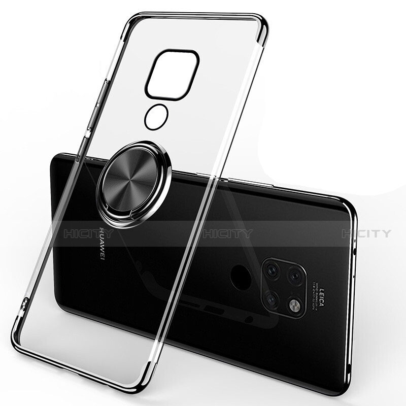 Funda Silicona Ultrafina Carcasa Transparente con Magnetico Anillo de dedo Soporte C01 para Huawei Mate 20