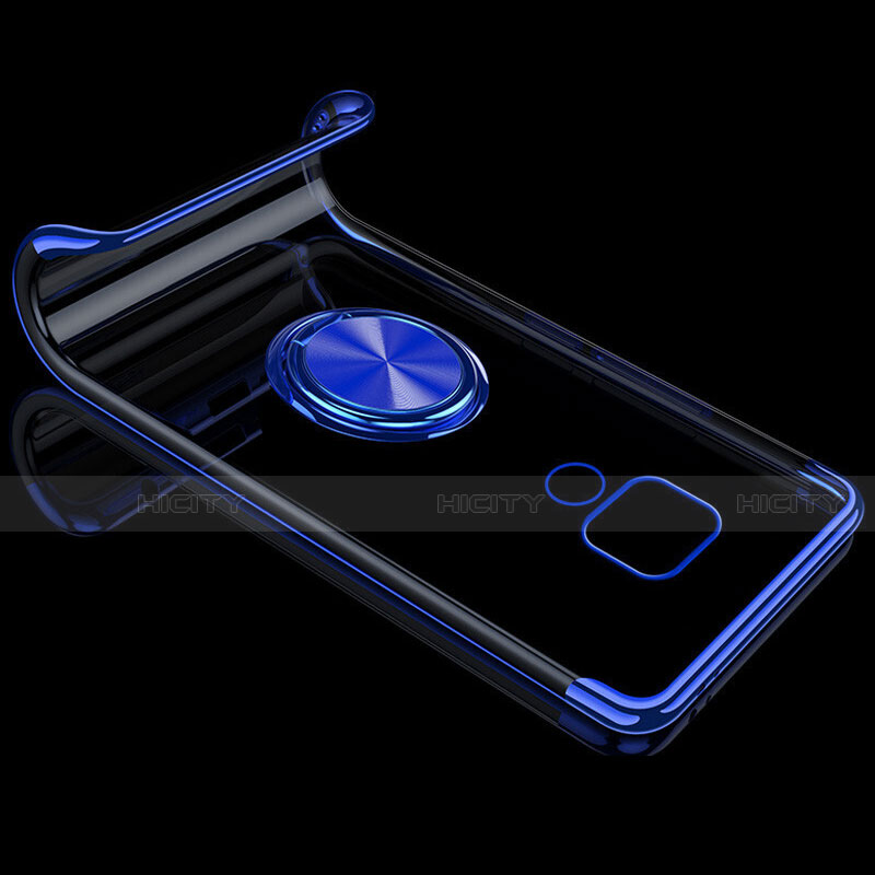 Funda Silicona Ultrafina Carcasa Transparente con Magnetico Anillo de dedo Soporte C01 para Huawei Mate 20