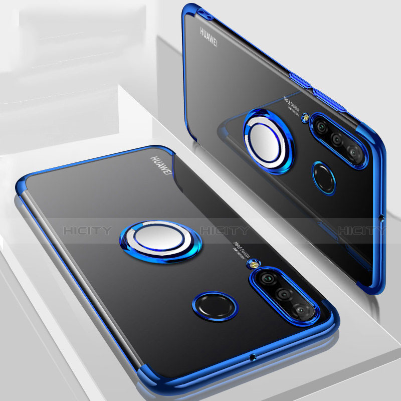Funda Silicona Ultrafina Carcasa Transparente con Magnetico Anillo de dedo Soporte C01 para Huawei P30 Lite