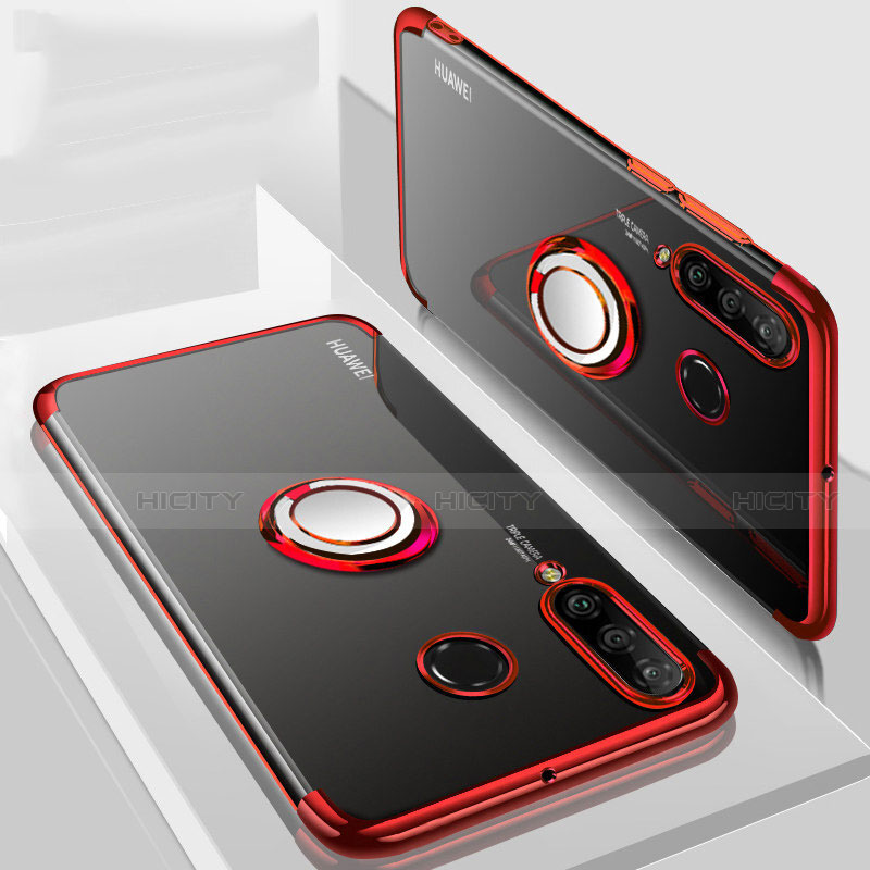 Funda Silicona Ultrafina Carcasa Transparente con Magnetico Anillo de dedo Soporte C01 para Huawei P30 Lite New Edition