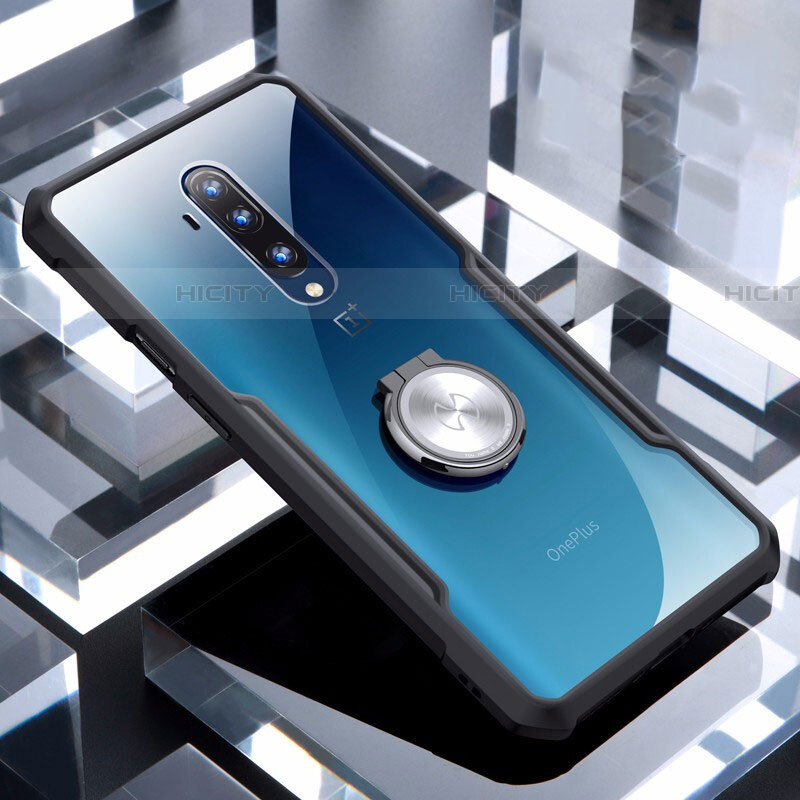 Funda Silicona Ultrafina Carcasa Transparente con Magnetico Anillo de dedo Soporte C01 para OnePlus 7T Pro