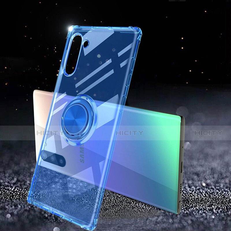 Funda Silicona Ultrafina Carcasa Transparente con Magnetico Anillo de dedo Soporte C01 para Samsung Galaxy Note 10 5G