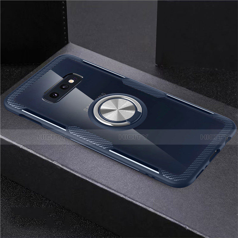 Funda Silicona Ultrafina Carcasa Transparente con Magnetico Anillo de dedo Soporte C01 para Samsung Galaxy S10e