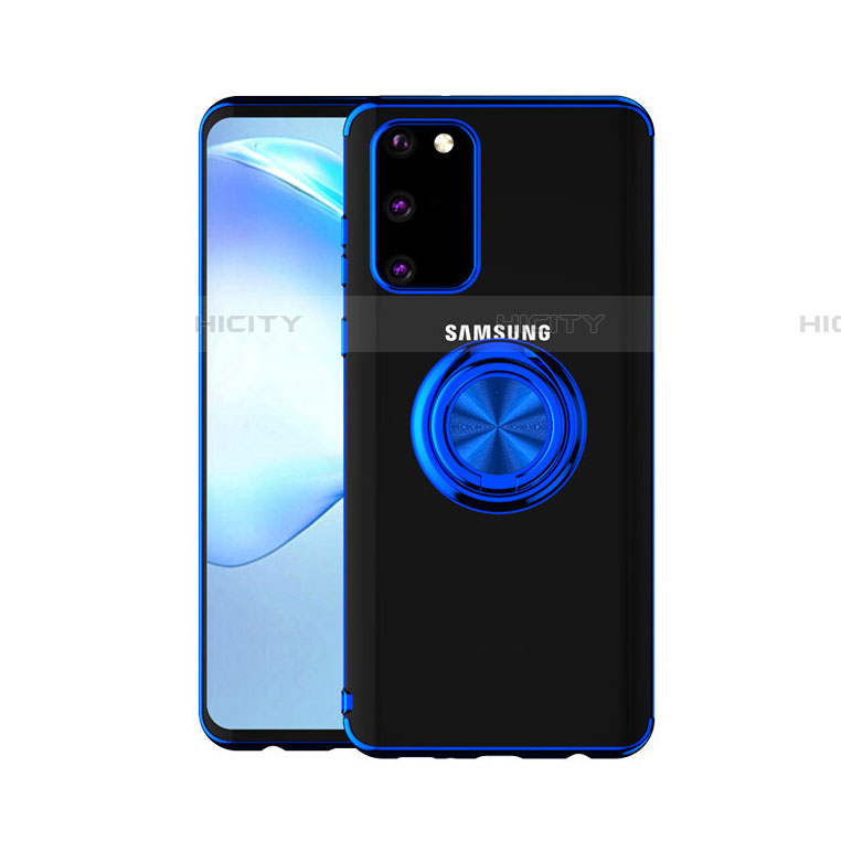 Funda Silicona Ultrafina Carcasa Transparente con Magnetico Anillo de dedo Soporte C01 para Samsung Galaxy S20 5G