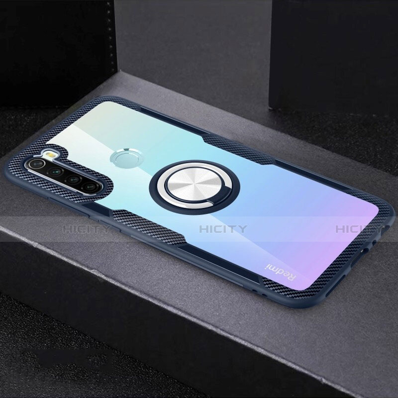 Funda Silicona Ultrafina Carcasa Transparente con Magnetico Anillo de dedo Soporte C01 para Xiaomi Redmi Note 8 (2021)
