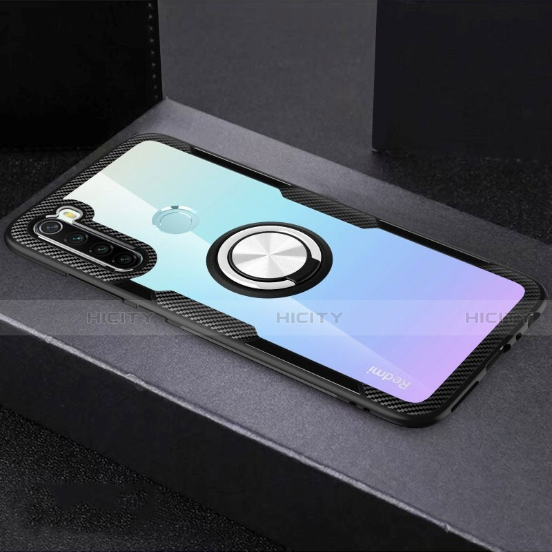 Funda Silicona Ultrafina Carcasa Transparente con Magnetico Anillo de dedo Soporte C01 para Xiaomi Redmi Note 8