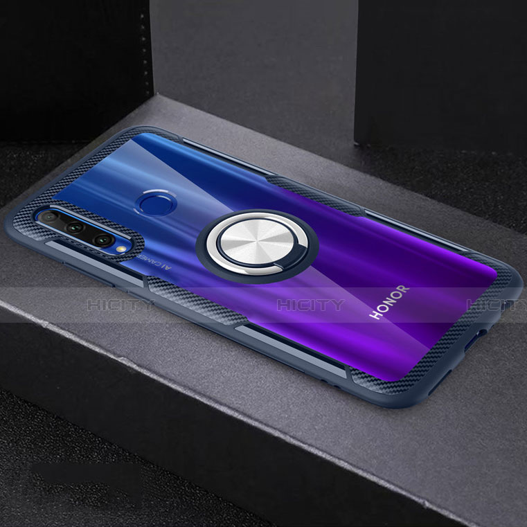 Funda Silicona Ultrafina Carcasa Transparente con Magnetico Anillo de dedo Soporte C02 para Huawei Honor 20 Lite