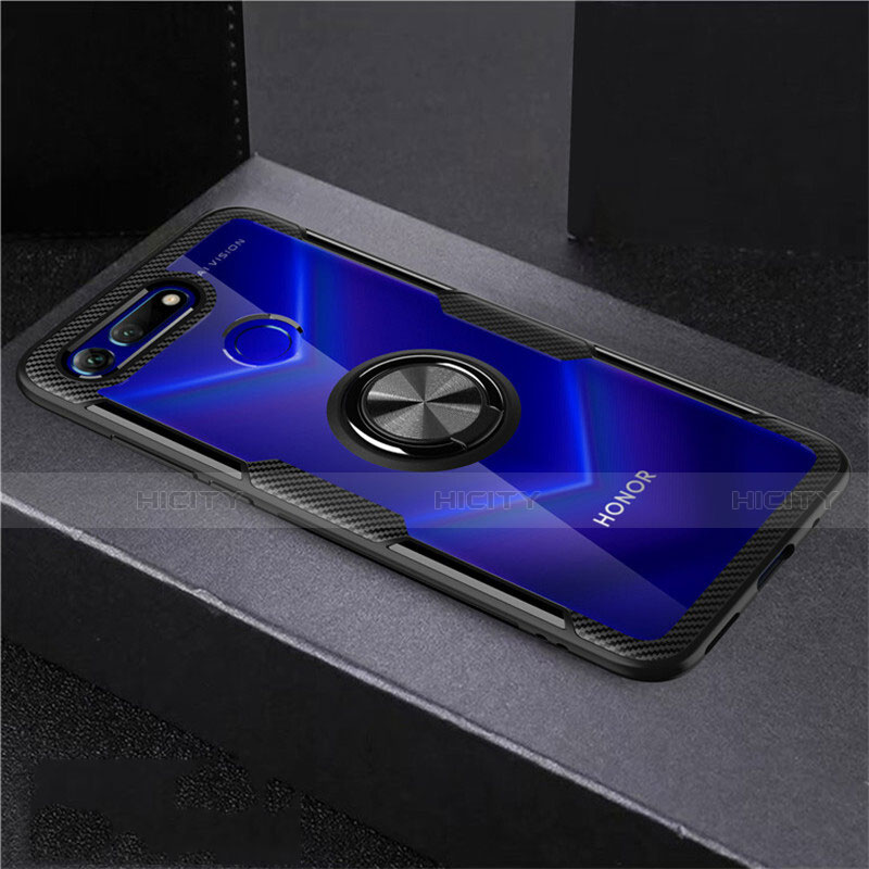 Funda Silicona Ultrafina Carcasa Transparente con Magnetico Anillo de dedo Soporte C02 para Huawei Honor V20