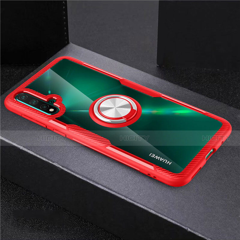 Funda Silicona Ultrafina Carcasa Transparente con Magnetico Anillo de dedo Soporte C02 para Huawei Nova 5 Pro