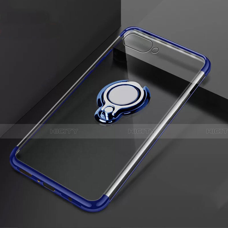 Funda Silicona Ultrafina Carcasa Transparente con Magnetico Anillo de dedo Soporte C02 para Oppo K1