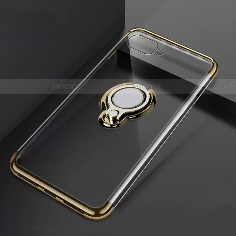 Funda Silicona Ultrafina Carcasa Transparente con Magnetico Anillo de dedo Soporte C02 para Oppo RX17 Neo