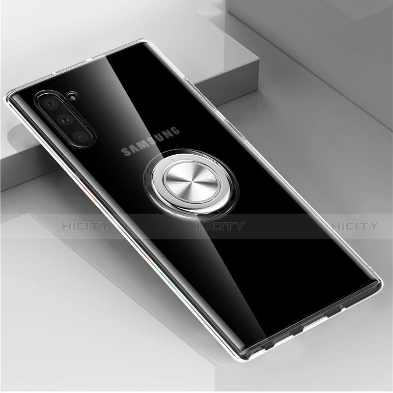 Funda Silicona Ultrafina Carcasa Transparente con Magnetico Anillo de dedo Soporte C02 para Samsung Galaxy Note 10 5G