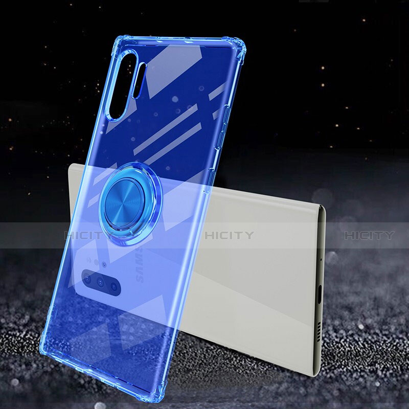 Funda Silicona Ultrafina Carcasa Transparente con Magnetico Anillo de dedo Soporte C02 para Samsung Galaxy Note 10 Plus