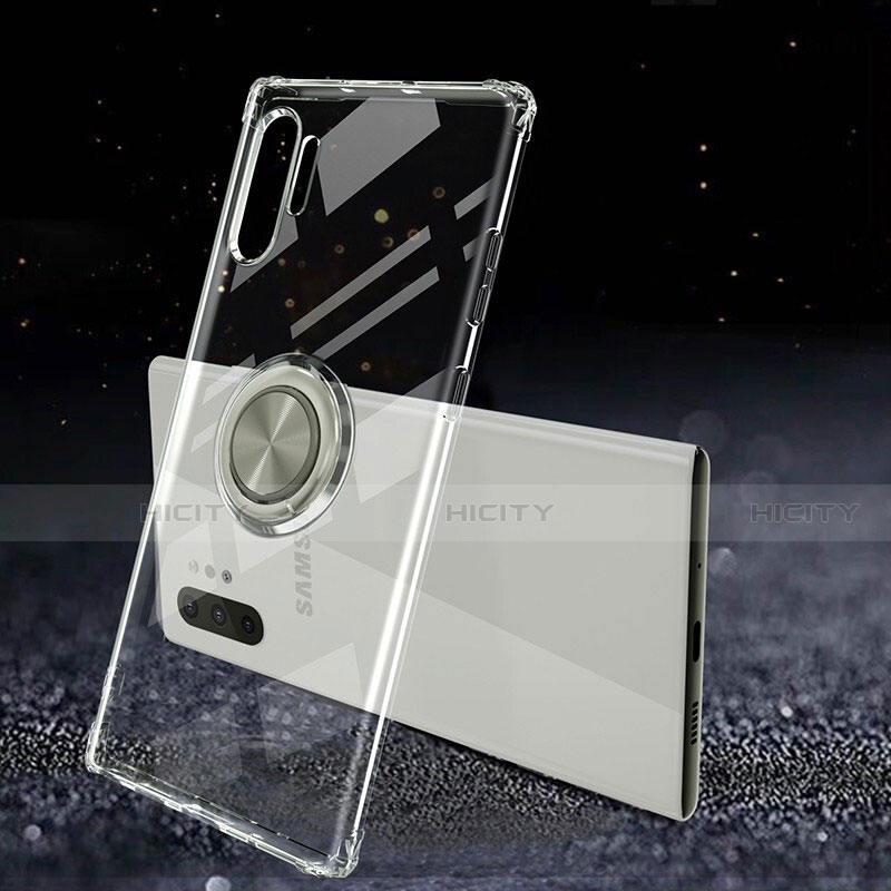 Funda Silicona Ultrafina Carcasa Transparente con Magnetico Anillo de dedo Soporte C02 para Samsung Galaxy Note 10 Plus
