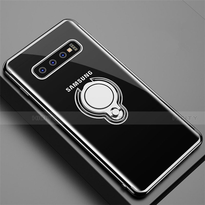 Funda Silicona Ultrafina Carcasa Transparente con Magnetico Anillo de dedo Soporte C02 para Samsung Galaxy S10