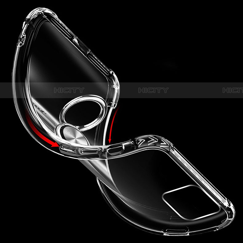 Funda Silicona Ultrafina Carcasa Transparente con Magnetico Anillo de dedo Soporte C03 para Apple iPhone 11 Pro Max