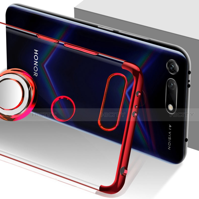 Funda Silicona Ultrafina Carcasa Transparente con Magnetico Anillo de dedo Soporte C03 para Huawei Honor View 20