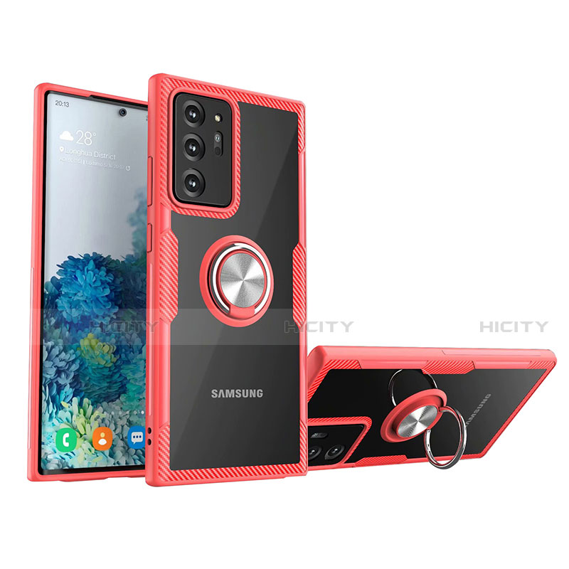 Funda Silicona Ultrafina Carcasa Transparente con Magnetico Anillo de dedo Soporte N01 para Samsung Galaxy Note 20 Ultra 5G
