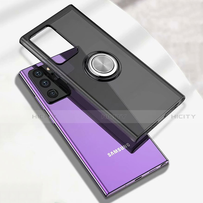 Funda Silicona Ultrafina Carcasa Transparente con Magnetico Anillo de dedo Soporte N02 para Samsung Galaxy Note 20 Ultra 5G