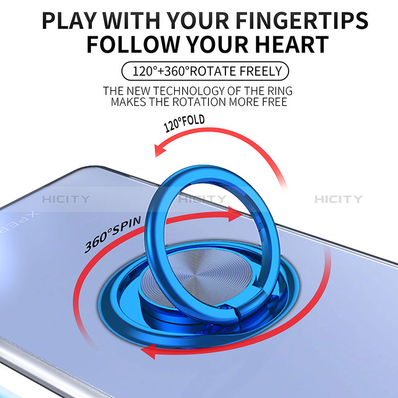 Funda Silicona Ultrafina Carcasa Transparente con Magnetico Anillo de dedo Soporte para Sony Xperia 10 III Lite