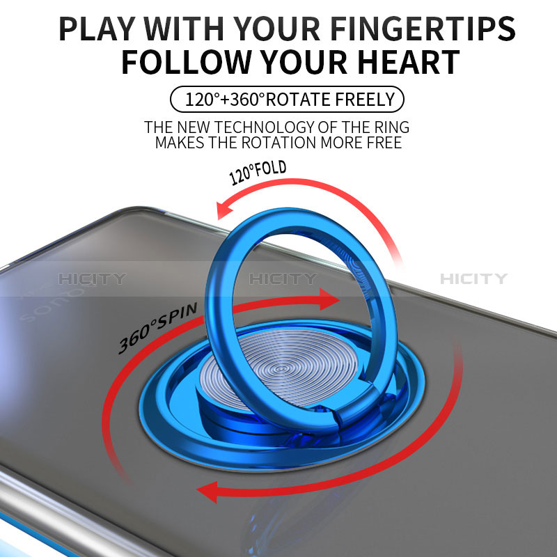 Funda Silicona Ultrafina Carcasa Transparente con Magnetico Anillo de dedo Soporte para Sony Xperia 5 IV