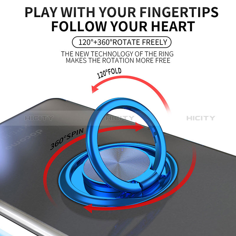 Funda Silicona Ultrafina Carcasa Transparente con Magnetico Anillo de dedo Soporte para Sony Xperia Ace II