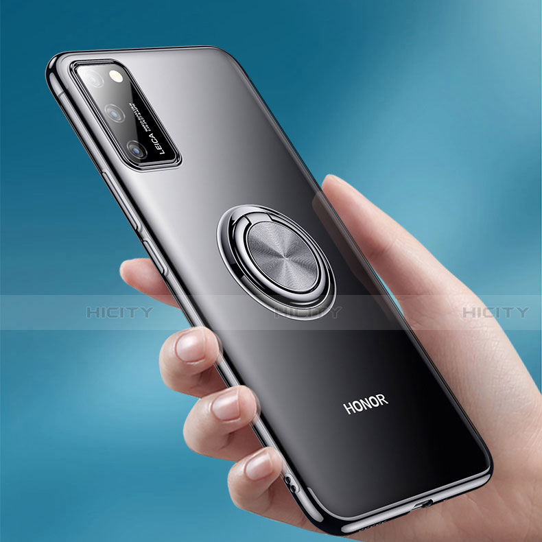 Funda Silicona Ultrafina Carcasa Transparente con Magnetico Anillo de dedo Soporte S01 para Huawei Honor V30 Pro 5G