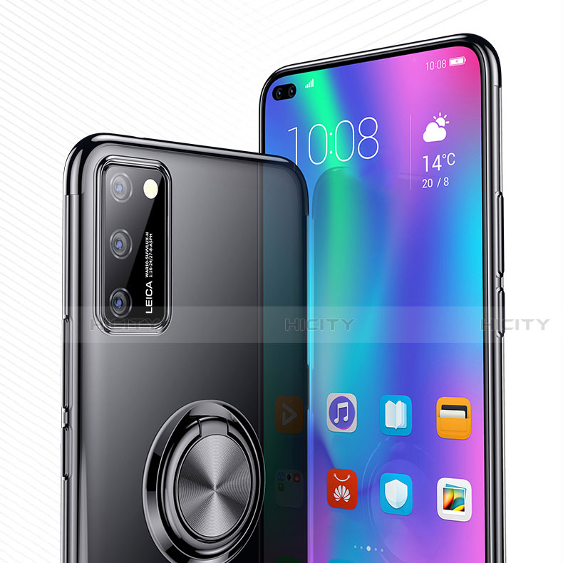 Funda Silicona Ultrafina Carcasa Transparente con Magnetico Anillo de dedo Soporte S01 para Huawei Honor View 30 Pro 5G