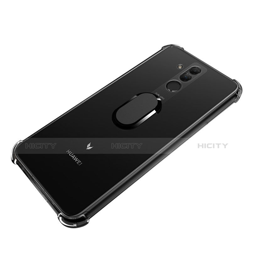 Funda Silicona Ultrafina Carcasa Transparente con Magnetico Anillo de dedo Soporte S01 para Huawei Mate 20 Lite