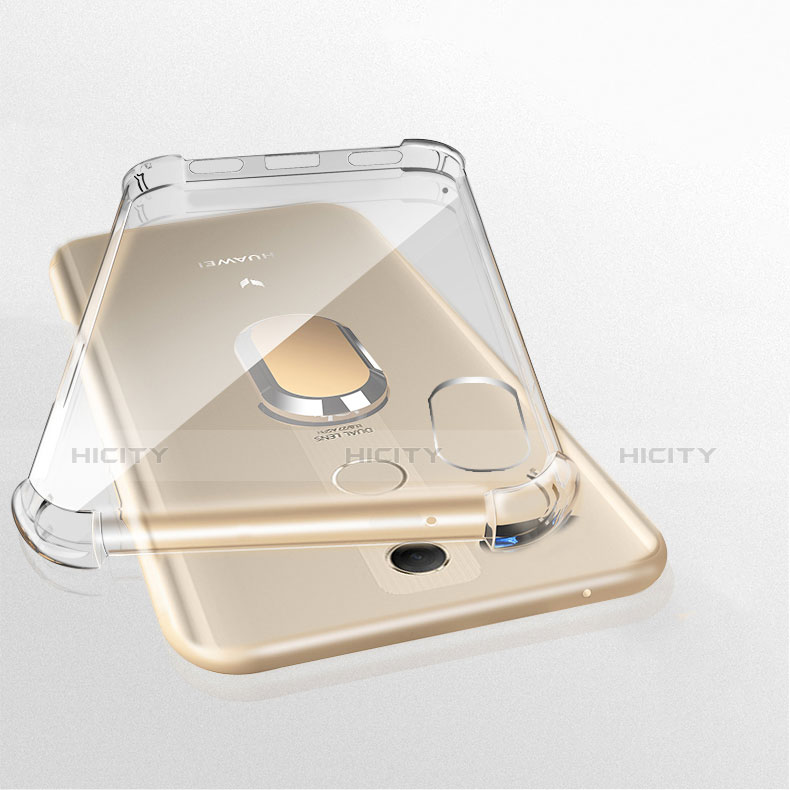 Funda Silicona Ultrafina Carcasa Transparente con Magnetico Anillo de dedo Soporte S01 para Huawei Mate 20 Lite